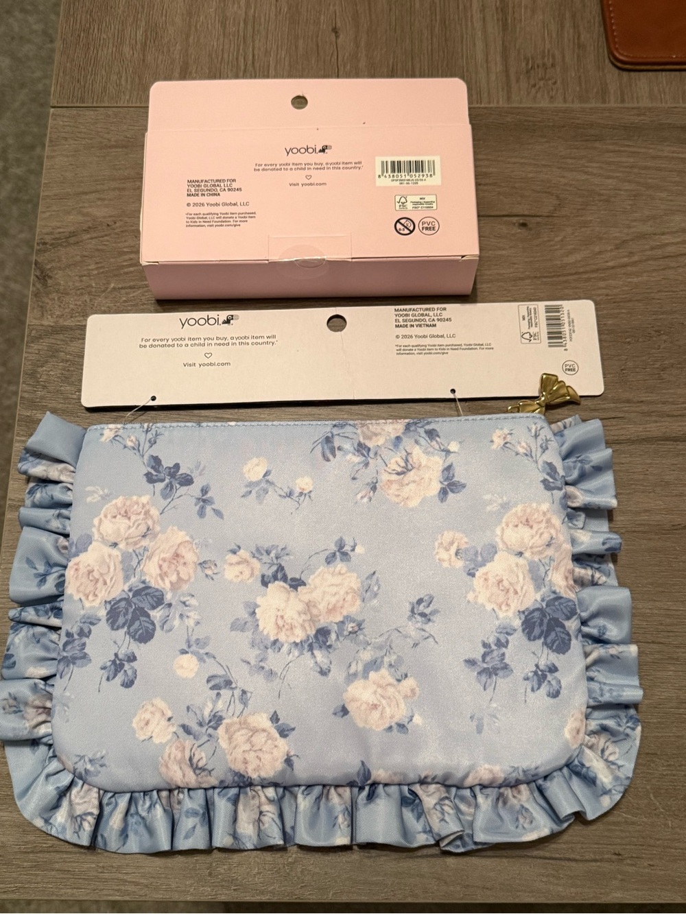 Blue Floral Ruffled Accessory Pouch & Pink Stapler Gift Set - Picture 4 of 11